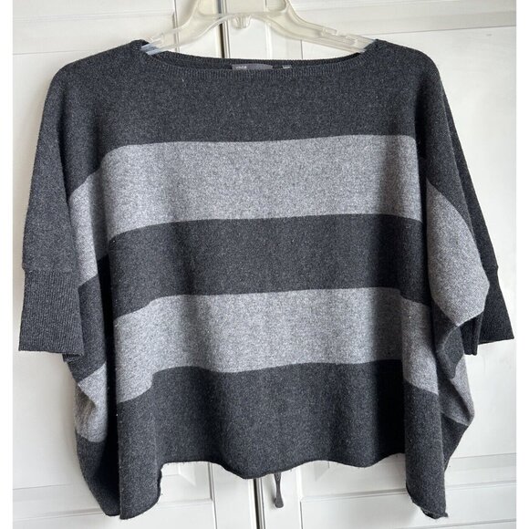 VINCE Dolman Sleeve 100% Cashmere Tunic Boxy Sweater Womens XS/S Gray Colorblock - Picture 1 of 8